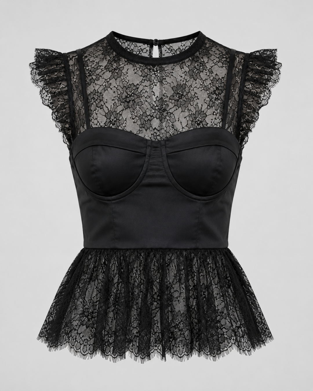 Lace corset peplum top